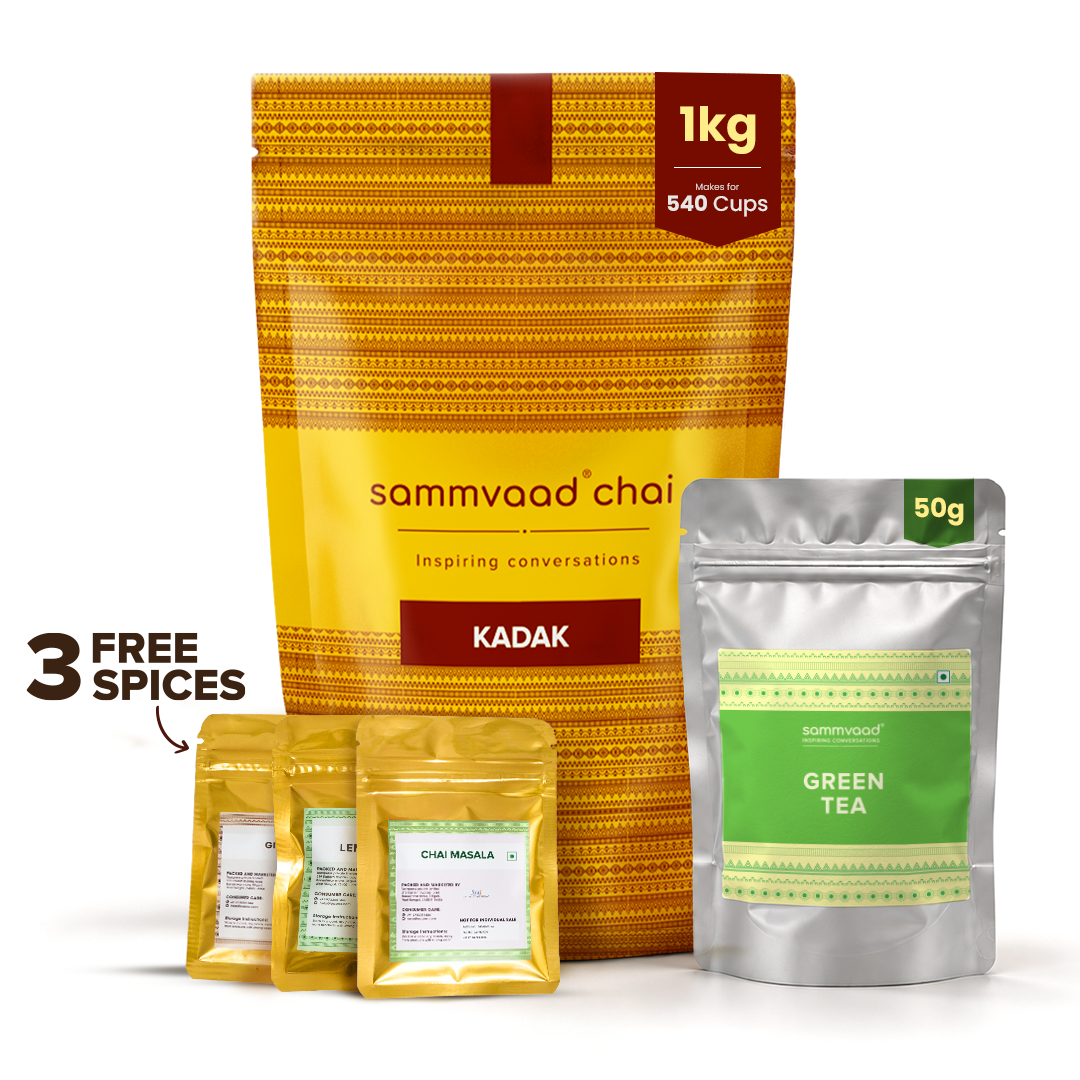 Sammvaad 1kg Kadak + 3 free spices + 50g Sammvaad Green Tea
