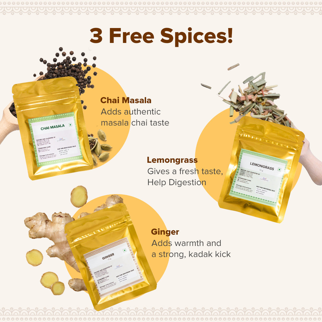 Sammvaad 1kg Kadak + 3 free spices + 50g Sammvaad Green Tea